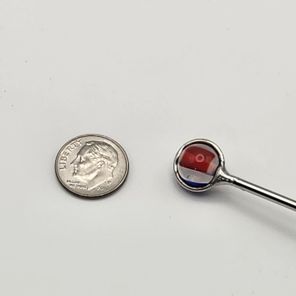 Patriot Pop Stainless Steel Hair Stick, One-of-a-Kind Red White Blue Updo Pin - Picture 7 of 7